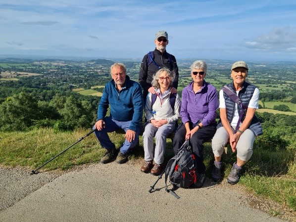 Walkers on the top of Herefordshire beacon.